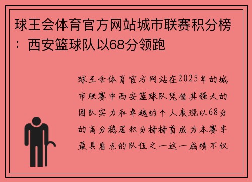 球王会体育官方网站城市联赛积分榜：西安篮球队以68分领跑